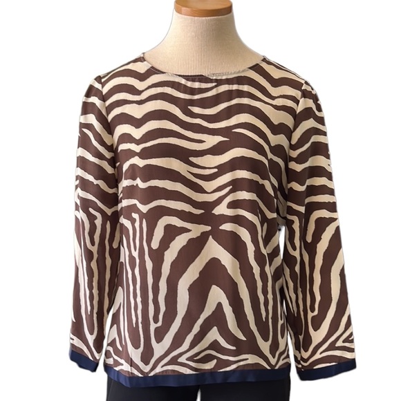 J.Crew Zebra Print Top, Brown, size 8 - Picture 2 of 10